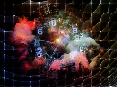 虚拟序列的几何形状抽象形状颜色元素虚拟现实技术科学上的相互作用图片