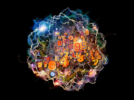 云网络系列数学科学教育艺术学科的数字颜色分形元素的排列图片