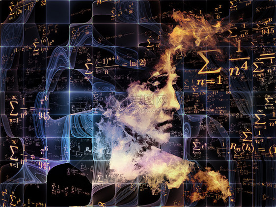 们谁系列关于哲学宗教数学科学技术教育的超现实人类肖像分形数学模式的背景图片