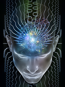 心灵系列的洞察力由人头渲染元素成,大脑思维科学技术教育的隐喻图片