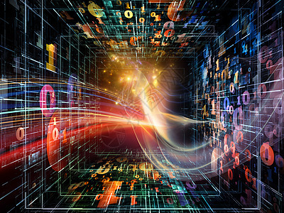 数字隧道系列背景由彩色数字光波成,适合计算机数学科学教育项目中用图片