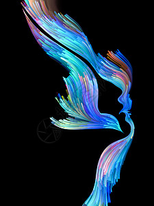 心灵之鸟系列背景的女人鸟的轮廓执行与彩色油漆,以补充的创造,想象力,灵艺术背景图片