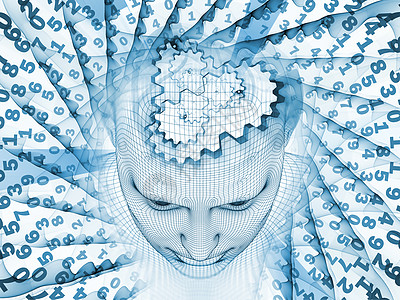 三维渲染心场系列视觉上吸引力的背景,由丝网人模型分形图案成,适合于人工智能科学技术的布局图片
