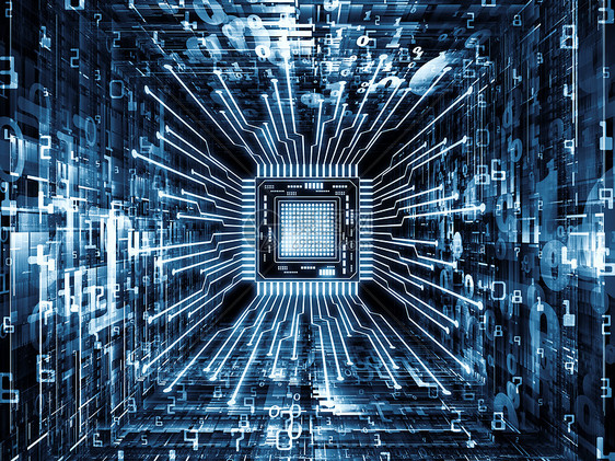 计算机系列以分形环境为视角的CPU三维图计算机科学数字世界虚拟现实现代技术的隐喻图片