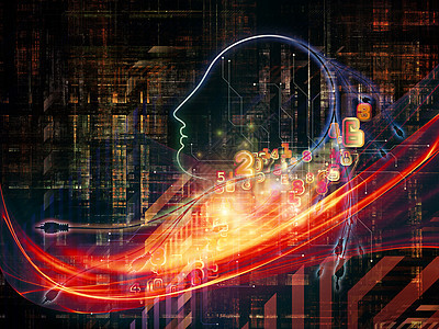 人工智能系列关于思维逻辑计算机未来技术的人类概况数字的背景图片