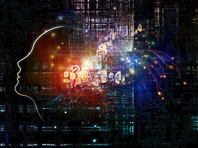 人工智能系列关于思维逻辑计算机未来技术的人类概况数字的安排背景图片