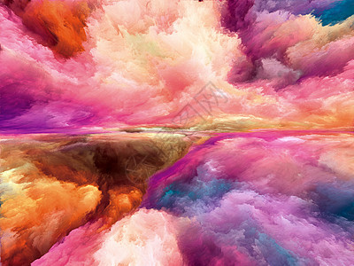 以创造力想象力为,由彩色分形云成的超现实远景图片