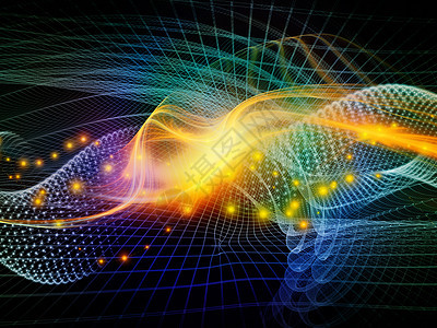 系列技术由波浪网格灯光成的背景,适用于技术科学计算机信息世界的项目图片