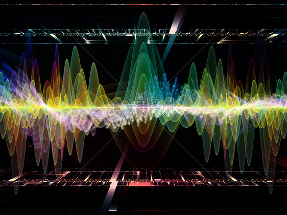波函数序列彩色正弦振动光分形元素的成适合均衡器音乐谱量子概率项目的背景图片