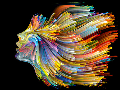 彩色老虎轮廓彩色系列的脸抽象排列的人体轮廓彩色线条的移动油漆适合于项目的创造力,内部世界,人艺术灵魂背景