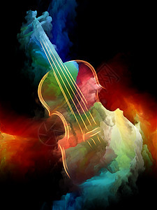 音乐梦想系列由小提琴抽象的彩色绘画成,以乐器旋律声音表演艺术创造力为背景图片