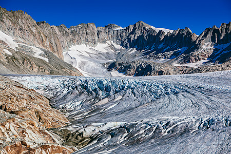 顶部下雪的高山阿尔卑斯山冰川背景