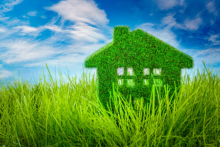 绿色草地上的小生态房子图片