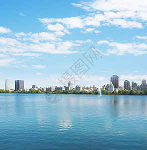 纽约市曼哈顿清水反射全景图片