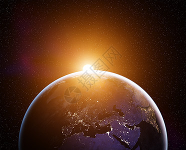 地球与上升的太阳,太空观看这幅图像的元素由美国宇航局提供图片