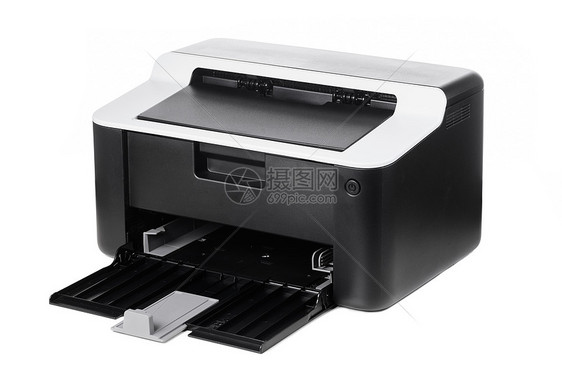 紧凑型打印机隔离紧凑型激光家庭打印机隔离白色背景图片
