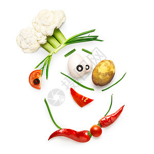 创造的食物,个趣的卡通厨师的脸,由蔬菜隔离白色图片