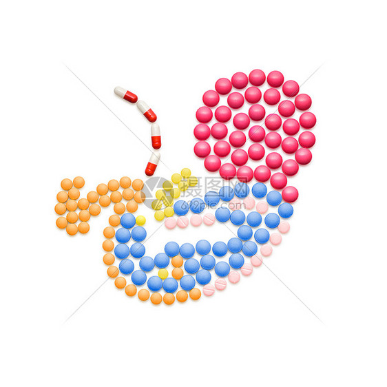 创造的医学保健由药丸,超声扫描试管IVF婴儿,白色背景图片