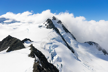 雪山峰山景雪,蓝天清澈图片