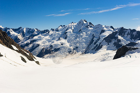 雪山峰山景雪,蓝天清澈图片