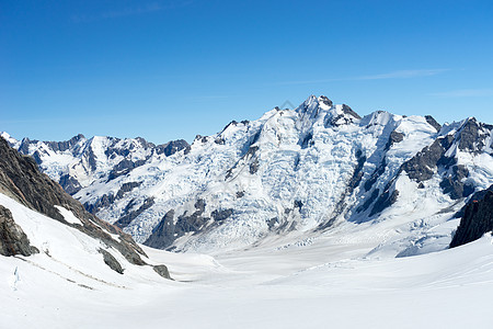 雪山山景雪,蓝天清澈图片