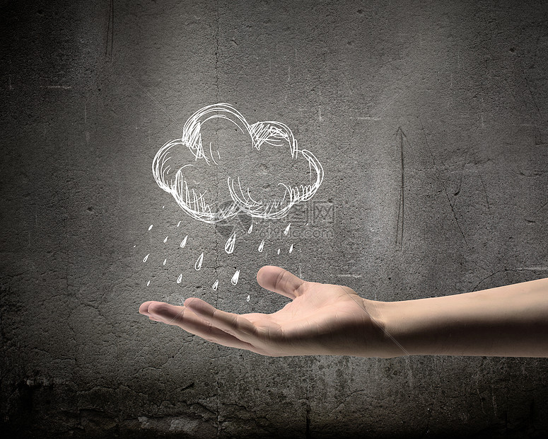下雨的天气背景图像与雨云手