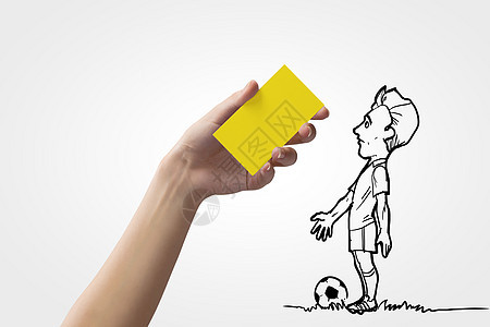 警告卡足球运动员人手的漫画黄色卡片图片