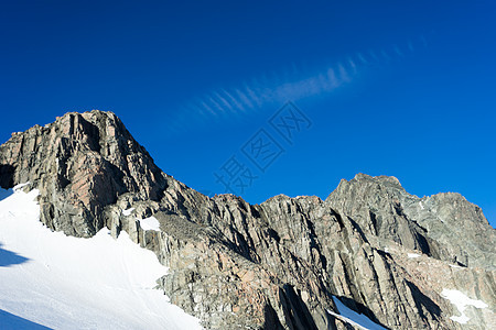 山峰山景雪,蓝天清澈图片