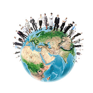 地球圆商业队合作群成功的自信商人全球化这幅图像的元素由美国宇航局提供的背景