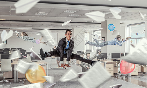 跳槽的商人办公室趣的跳跃商人现代三维渲染内部图片