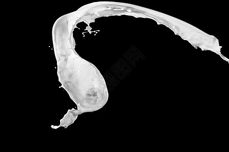 牛奶飞溅白色牛奶溅黑色背景上图片