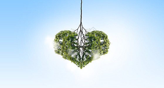 空气污染绿色树的形象,形状像心图片