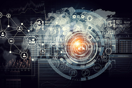 网络社区数字背景图像呈现全局连接图片