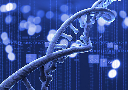 北方基因DNA分子图像蓝色背景下DNA分子的生物化学科学背景