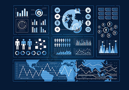 人类用户业务信息图图标的未来主义用户界背景图片