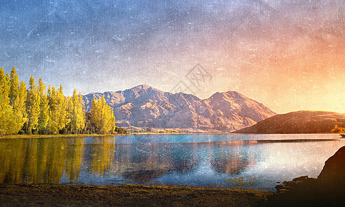 自然景观古老的乡村风格的自然山湖景观图片