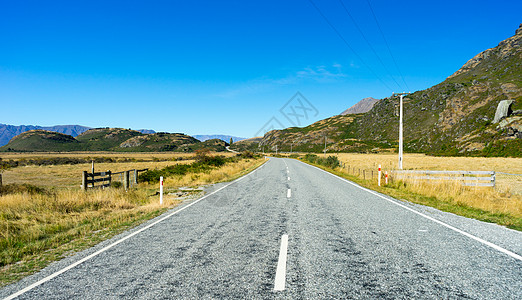 风景如画新西兰阿尔卑斯山道路的自然景观图片