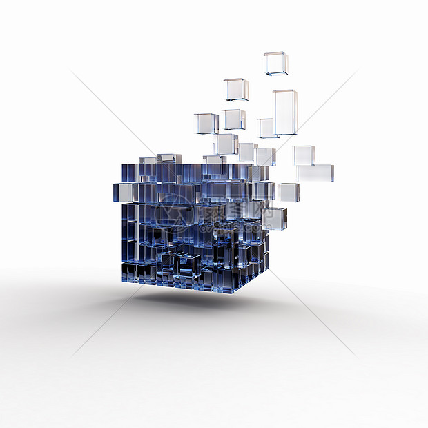 ‘~高科技立方体未来主义的与解体立方体白色背景  ~’ 的图片