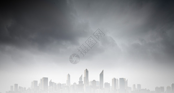 城市场景背景图像与现代城市场景雾中图片