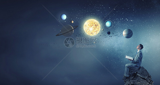 太阳系统研究书探索太阳系行星的轻人图片