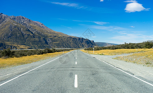 风景如画新西兰阿尔卑斯山道路的自然景观图片