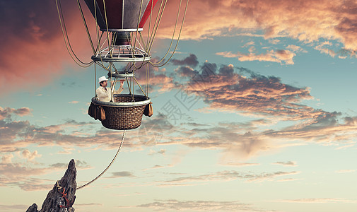 人飞机上旅行商人高空的气球上飞行图片
