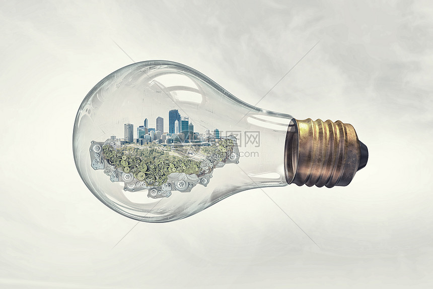节能用灯泡现代城市景观来思考绿色图片