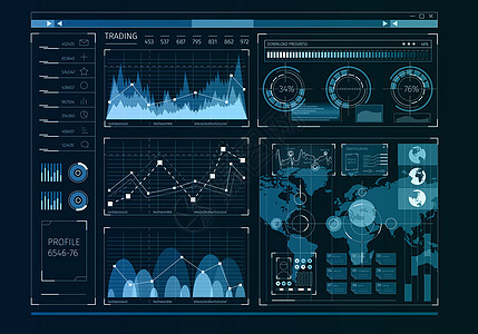 人类用户业务信息图图标的未来主义用户界图片