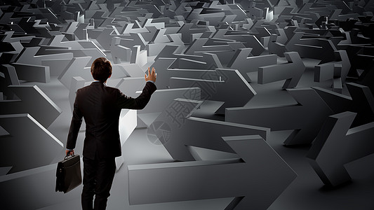 陷入困境的商人找出路轻优雅的商人箭头中出出路的方向图片素材