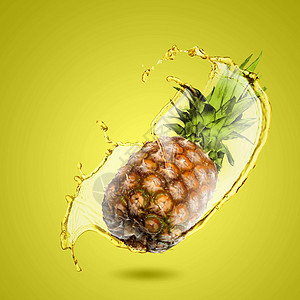 菠萝汁新鲜菠萝多汁飞溅的图像图片