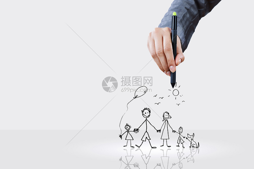 手绘图手绘幸福家庭草图图片