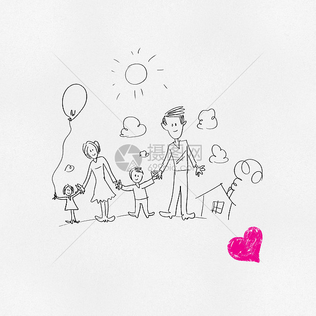 爱的家人勾勒出快乐父母孩子的趣形象图片
