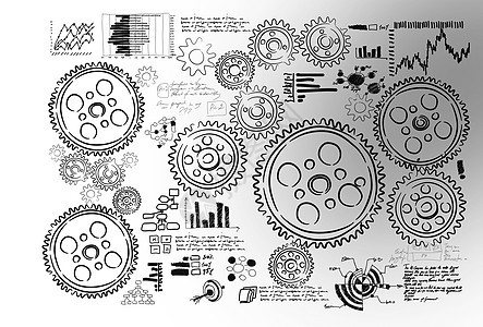 齿轮齿轮背景图像与齿轮草图图片