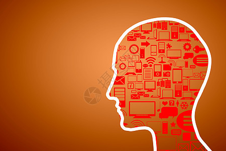 思维机制人类头部的轮廓与技术,而大脑图片
